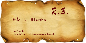 Réti Bianka névjegykártya