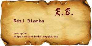 Réti Bianka névjegykártya